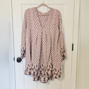 Altar’d State Floral Long Sleeve Tunic Mini Dress Boho Casual Women’s Size Large
